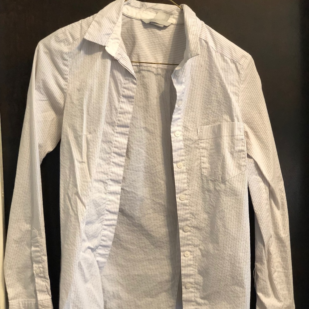 White pinstripe button down dress shirt